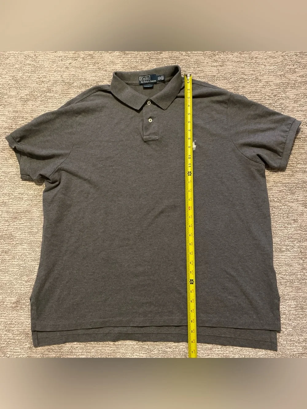 Vintage Polo Ralph Lauren Custom Fit Mens XXL Gray Cotton Polo Shirt White Pony